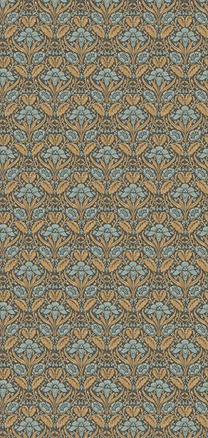 GP&J Baker - Brantwood Iris Meadow Aqua Ochre BW45101-6