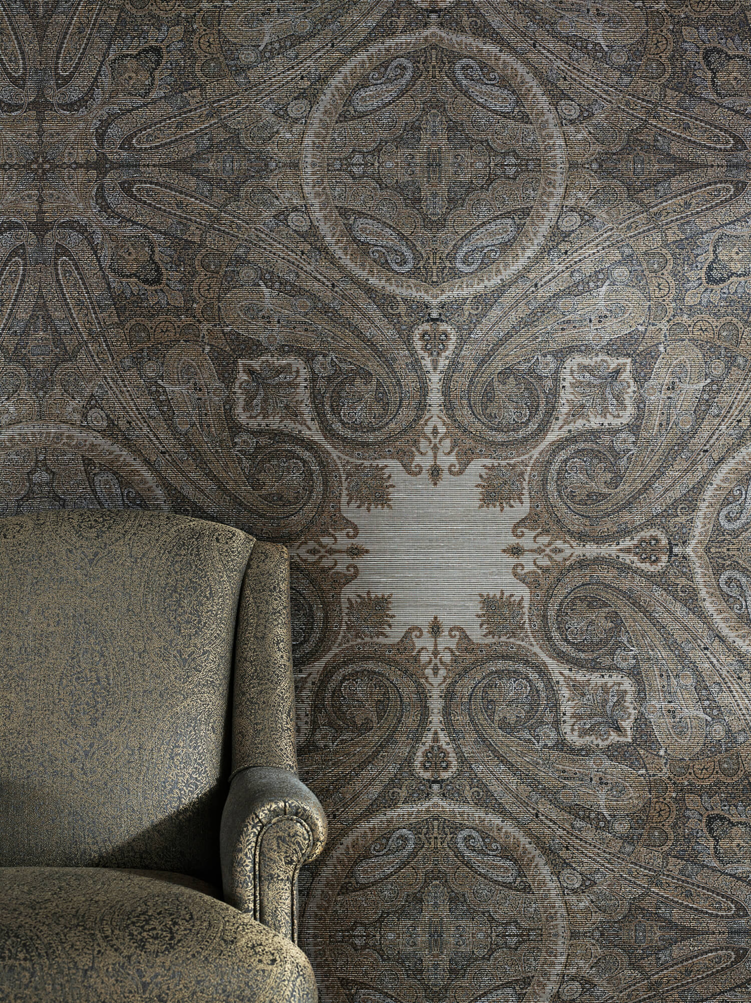 Zoffany - Elswick Paisley Blue Umbe Cotswolds Manor Wallpaper