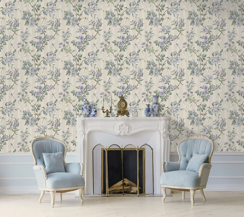 Intrade - Camberley Neutral Blue Tales of the Manor Tapet