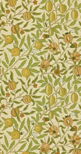 Morris & Co - Fruit Lime Green/Tan Morris and Friends Wallpa
